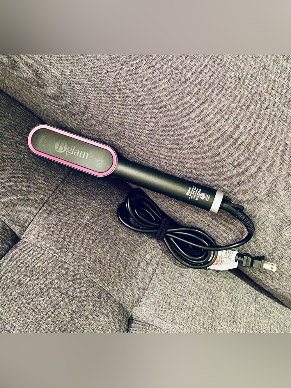 Bglam Pink-Trim Hair Straightener - Brush Flat Iron